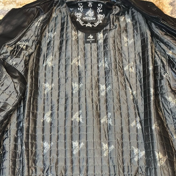 Al Wissam Black Embossed Leather Bomber Jacket Size 56 Luxury Sweet Wear Black - Picture 6 of 13